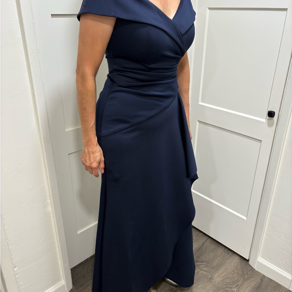 Aqua Navy Asymmetrical Dress